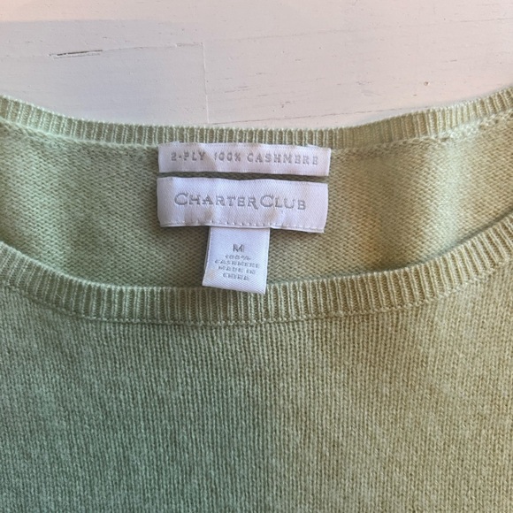Charter Club 2-Ply Cashmere Sweater Womens Medium Green Soft Warm cozy - Picture 2 of 3